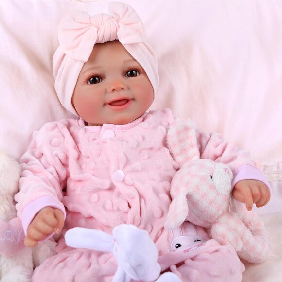 🆕17inch Soft Cloth Body Newborn Baby Poseable Limbs Sakura Baby Doll Girl - Picture 9 of 9